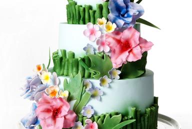 Тропический свадебный тортик